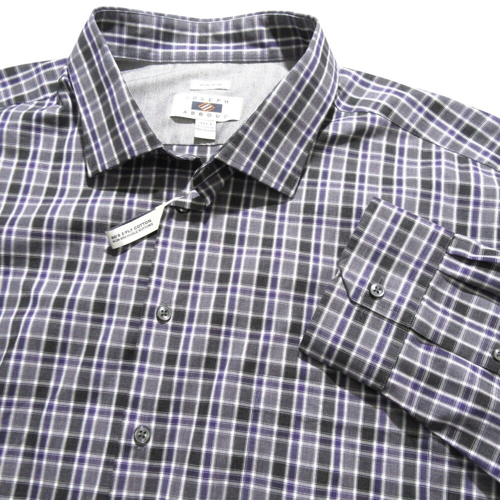 Joseph Abboud Mens Button Up Shirt 3XLt Multicolored Plaid‎ 100% Cotton